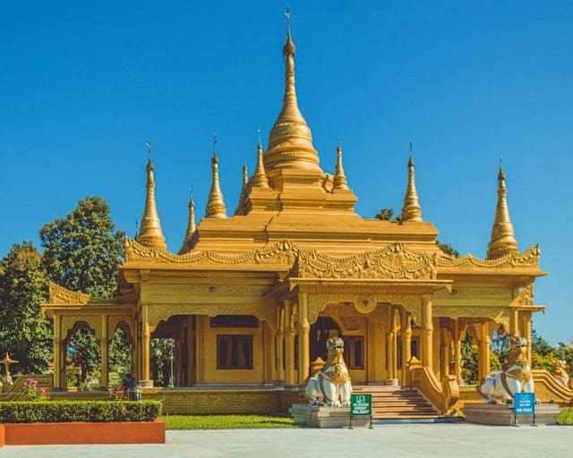 a building with a gold roof
